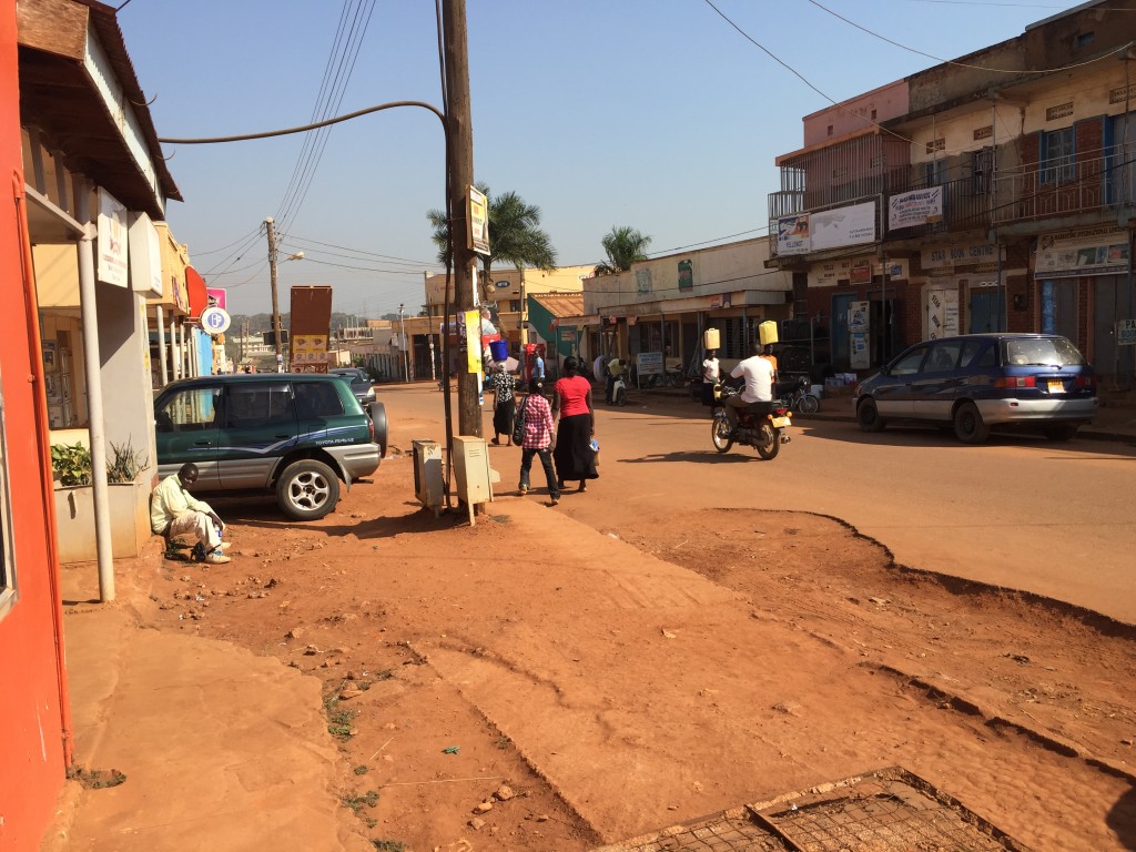 A shot of a typical street outside the Coffee Hut in Gulu. 