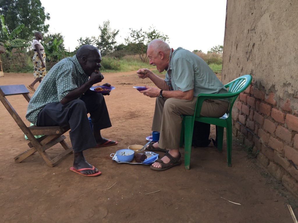 The two elders sharing a wonderful meal of traditional local foods. 